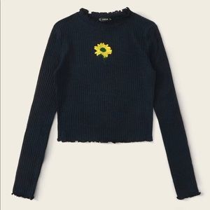 Long sleeve knit sunflower sweater